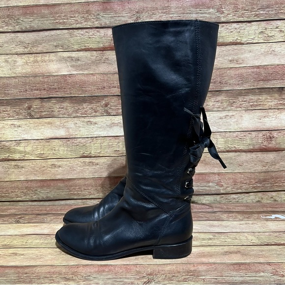 Valentino Garavani Shoes - Valentino Black Leather Ascott Ribbon Tall Boots